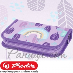 2022 Herlitz Mix Girls Ученически несесер с 19 аксесоара Rainbow Feathers 50038374