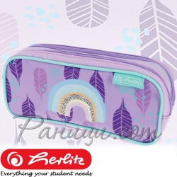 2022 Herlitz Girls Празен мек несесер с 2 ципа Rainbow Feathers 50038466