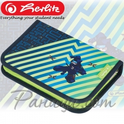 2023 Herlitz Mix Boys Ученически несесер с 19 аксесоара Funky Ninja 50043323