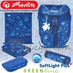 2023 Herlitz SoftLight Plus Ергономична раница с аксесоари Deep Sea 50043026