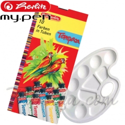*Herlitz Темперни боички 10 цвята + палитра *Herlitz Темперни боички 10 цвята + палитра