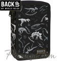 BackUP DW Ученически пълен несесер с 2 ципа Black Dinosaurs 88690