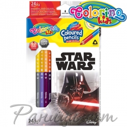Colorino Kids Двувърхи моливи 12/24 цвята и острилка Star Wars 89465
