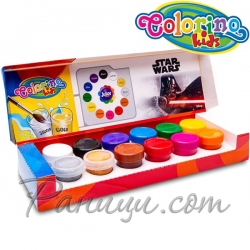Colorino Kids Темперни боички в бурканчета 12 цвята Star Wars 89489 Colorino Kids Темперни боички в бурканчета 12 цвята Star Wars 89489