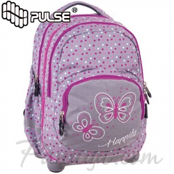 PULSE Ученичекса раница 2 в 1 KIDS GRAY BUTTERFLY X20858 