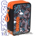 Seven 7.1 Ученически пълен несесер с 3 ципа Salamander Orange 36654 Seven 7.1 Ученически пълен несесер с 3 ципа Salamander Orange 36654