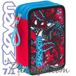 Seven 7.1 Ученически пълен несесер с 3 ципа Salamander Red 36654 Seven 7.1 Ученически пълен несесер с 3 ципа Salamander Red 36654