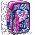 Seven 7.1 Ученически пълен несесер с 3 ципа Romance Pink 36660 Seven 7.1 Ученически пълен несесер с 3 ципа Romance Pink 36660