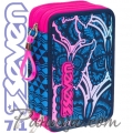 Seven 7.1 Ученически пълен несесер с 3 ципа Butterfly Blue 36677 Seven 7.1 Ученически пълен несесер с 3 ципа Butterfly Blue 36677