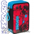 Seven 7.1 Ученически пълен несесер с 3 ципа Spray Red 36684 Seven 7.1 Ученически пълен несесер с 3 ципа Spray Red 36684