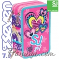 Seven 7.1 Ученически пълен несесер с 3 ципа SJ Girl Purple 36935 Seven 7.1 Ученически пълен несесер с 3 ципа SJ Girl Purple 36935