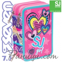 Seven 7.1 Ученически пълен несесер с 3 ципа SJ Girl Purple 36935